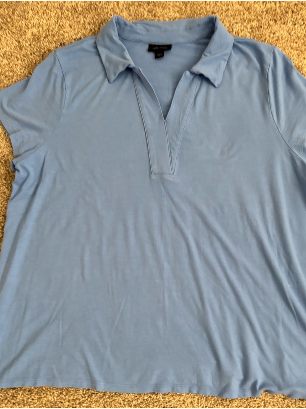 J. Jill Wearever Blue Polo Shirt Short Sleeve size Lg